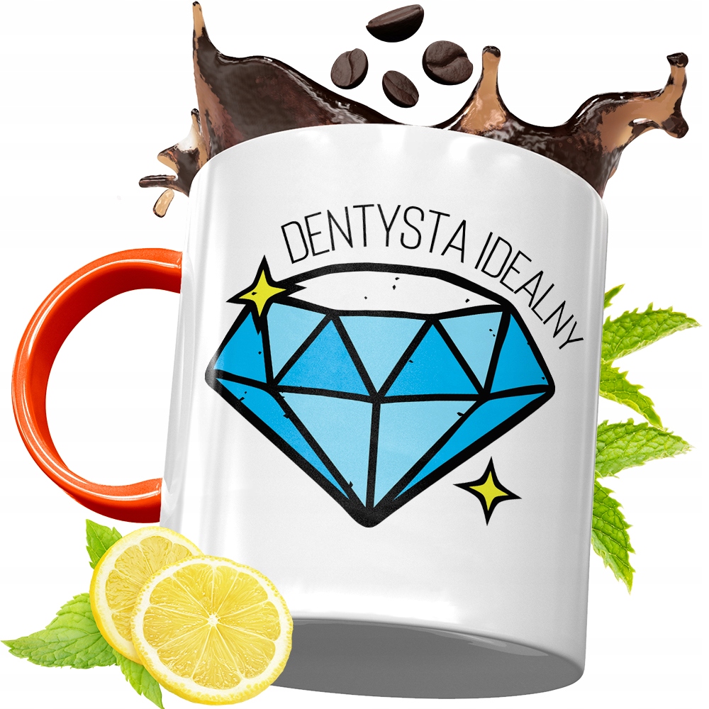 Kubek Pomarańczowy Dla Dentysty Prezent Z Nadrukiem Ze Zdjęciem
