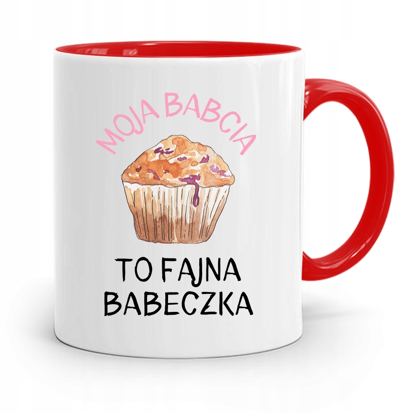 Kubek Czerwony Dla Babci Fajna Babeczka Z Nadrukiem Ze Zdjęciem