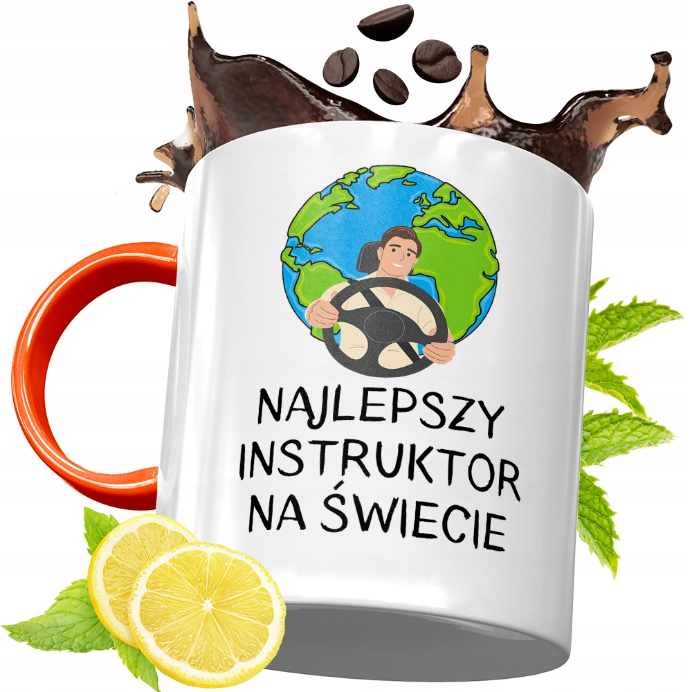 Kubek Pomarańczowy Dla Instruktora Prezent Z Nadrukiem Ze Zdjęciem