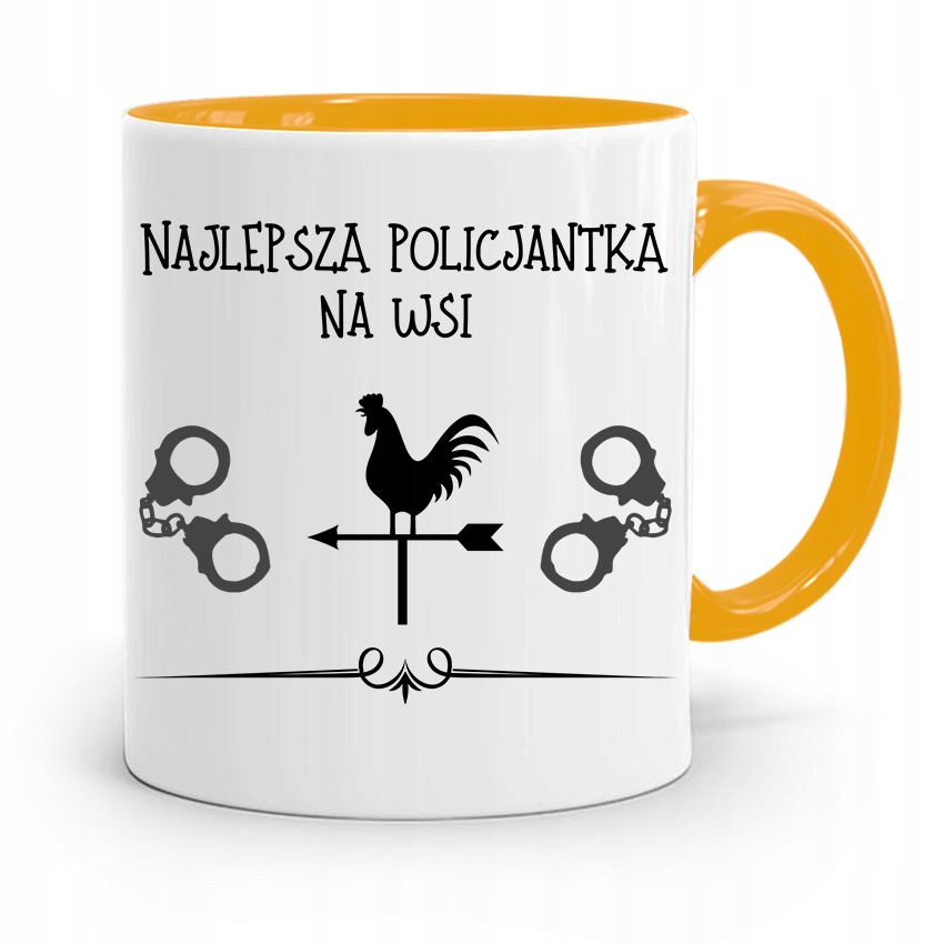 Kubek Żólty Dla Najlepszego Policjanta Policjantki Z Nadrukiem Ze Zdjęciem