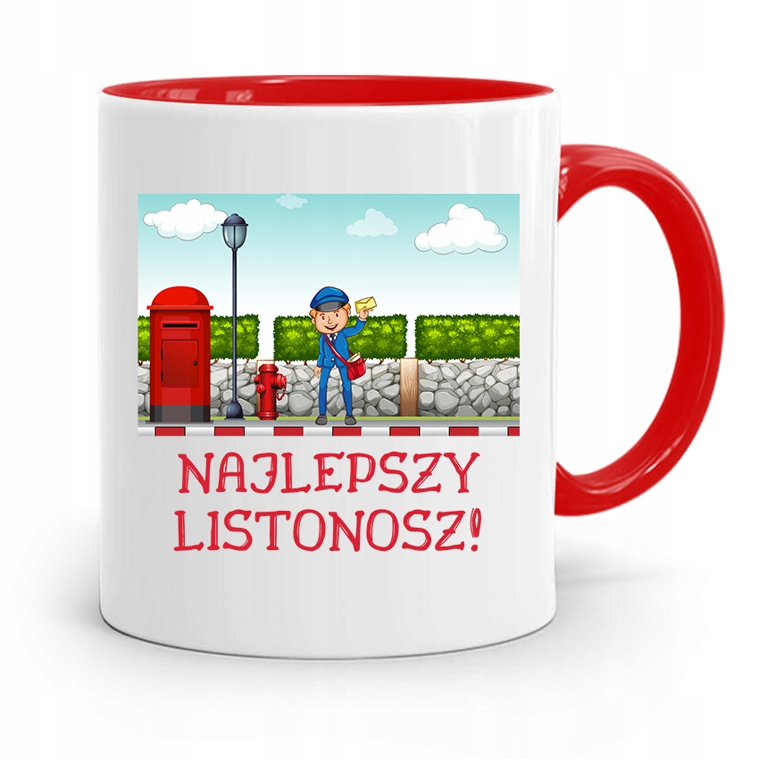 Kubek Czerwony Prezent Dla Listonosza Najlepszy Z Nadrukiem Ze Zdjęciem