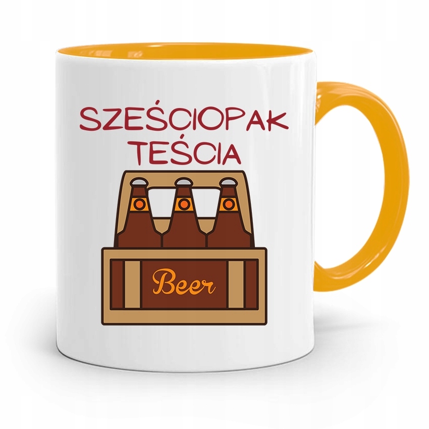Kubek Żółty Dla Teścia Sześciopak Teścia Z Nadrukiem Ze Zdjęciem