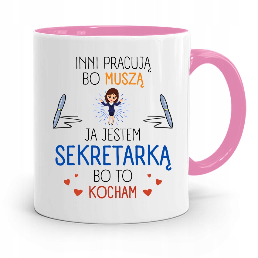 Kubek Różowy Prezent Dla Sekretarki Ja Jestem Z Nadrukiem Ze Zdjęciem