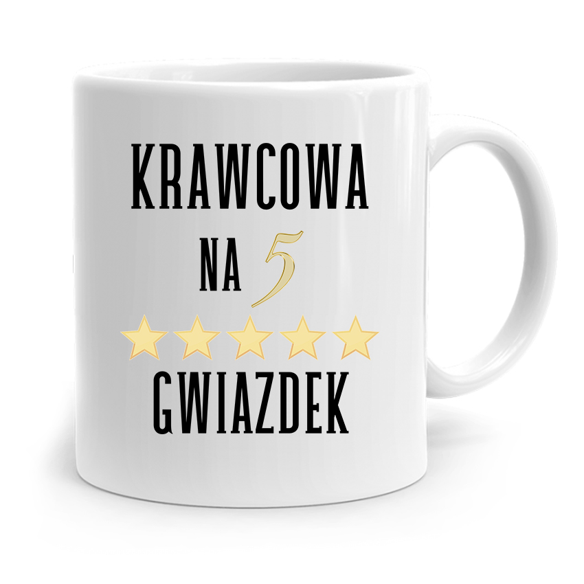 Kubek Prezent Krawcowej Krawca Na 5 Gwiazdek Z Nadrukiem Ze Zdjęciem