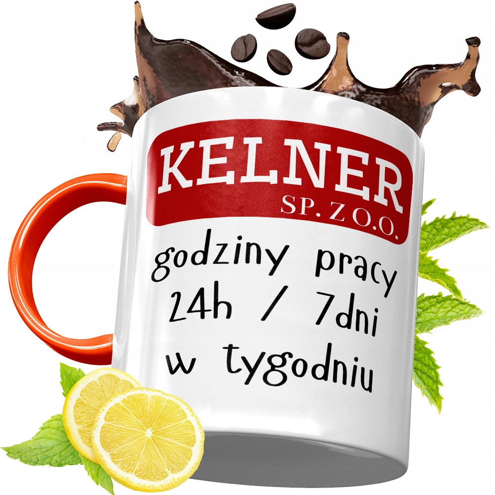 Kubek Pomarańczowy Dla Kelnera Prezent Z Nadrukiem Ze Zdjęciem