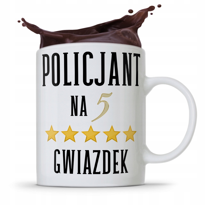 Kubek Prezent Dla Policjanta Na Pięć Gwiazdek Z Nadrukiem Ze Zdjęciem