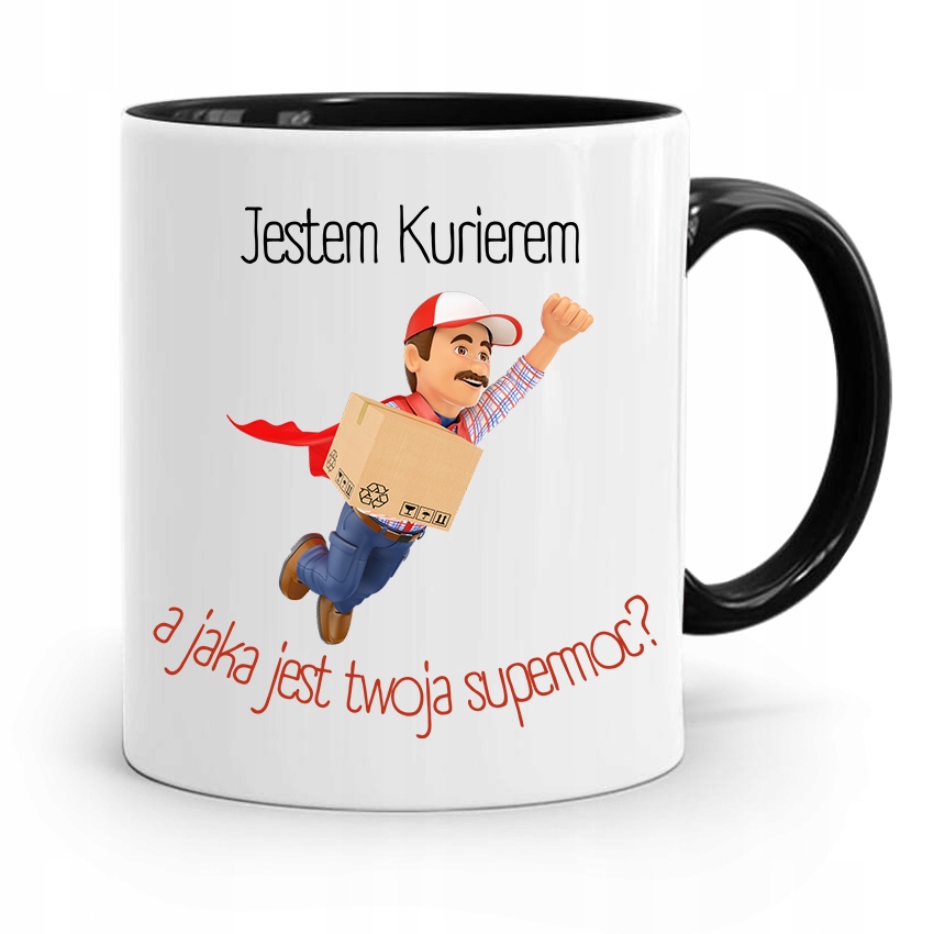 Kubek Czarny Dla Kuriera Jestem Kurierem Prezent Z Nadrukiem Ze Zdjęciem