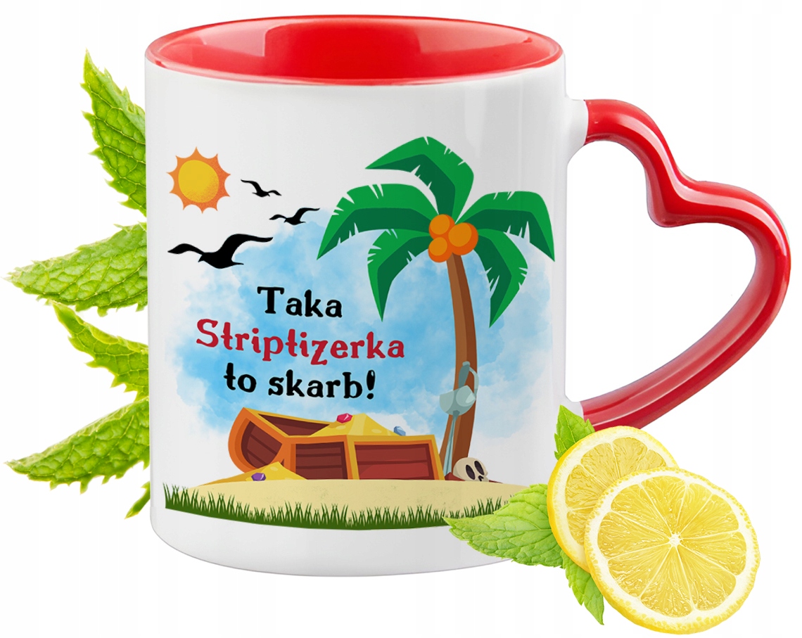 Kubek Czerwony Z Uszkiem W Kształcie Serca Dla Striptizerki Na Prezent