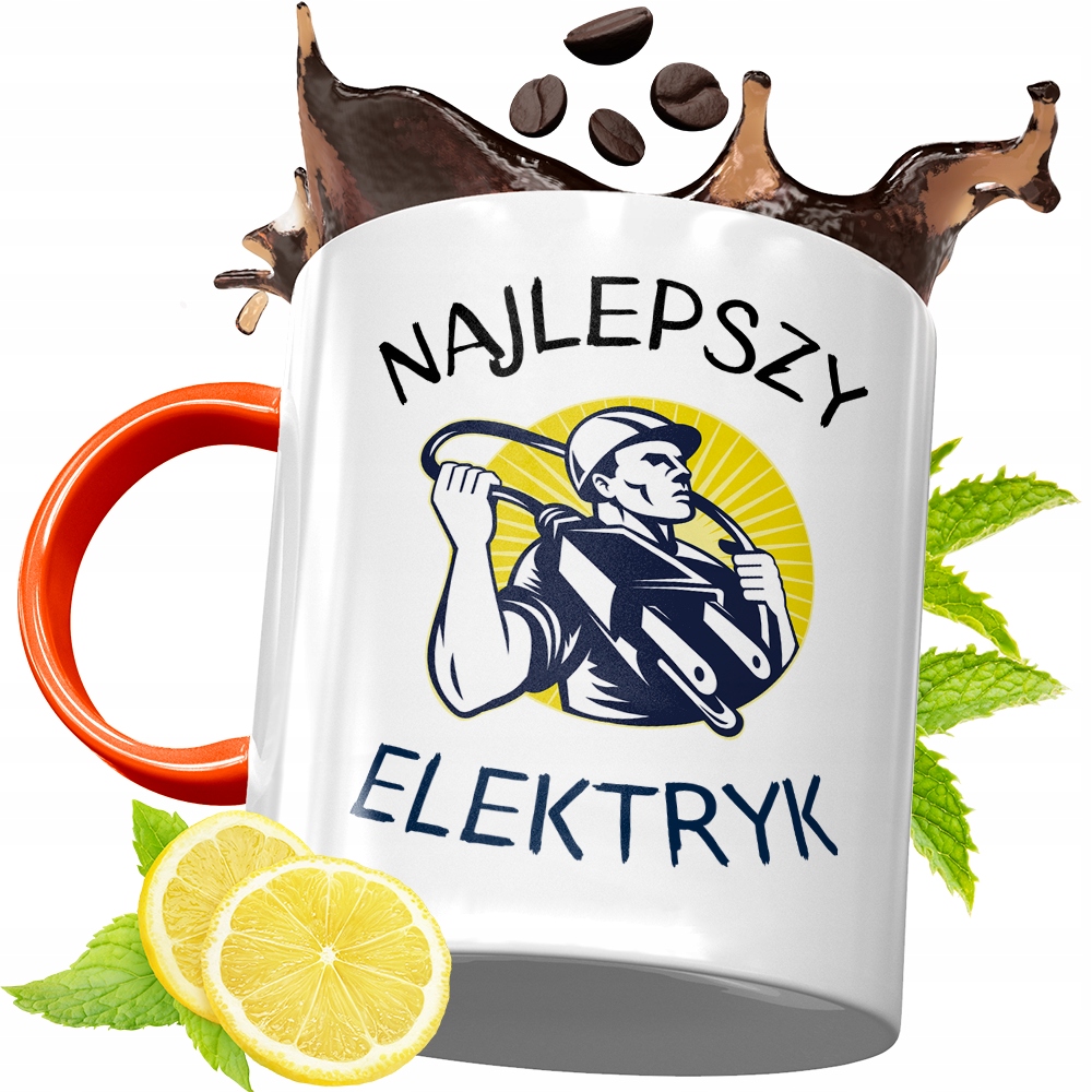 Kubek Pomarańczowy Dla Elektryka Idealny Prezent Z Nadrukiem Ze Zdjęciem