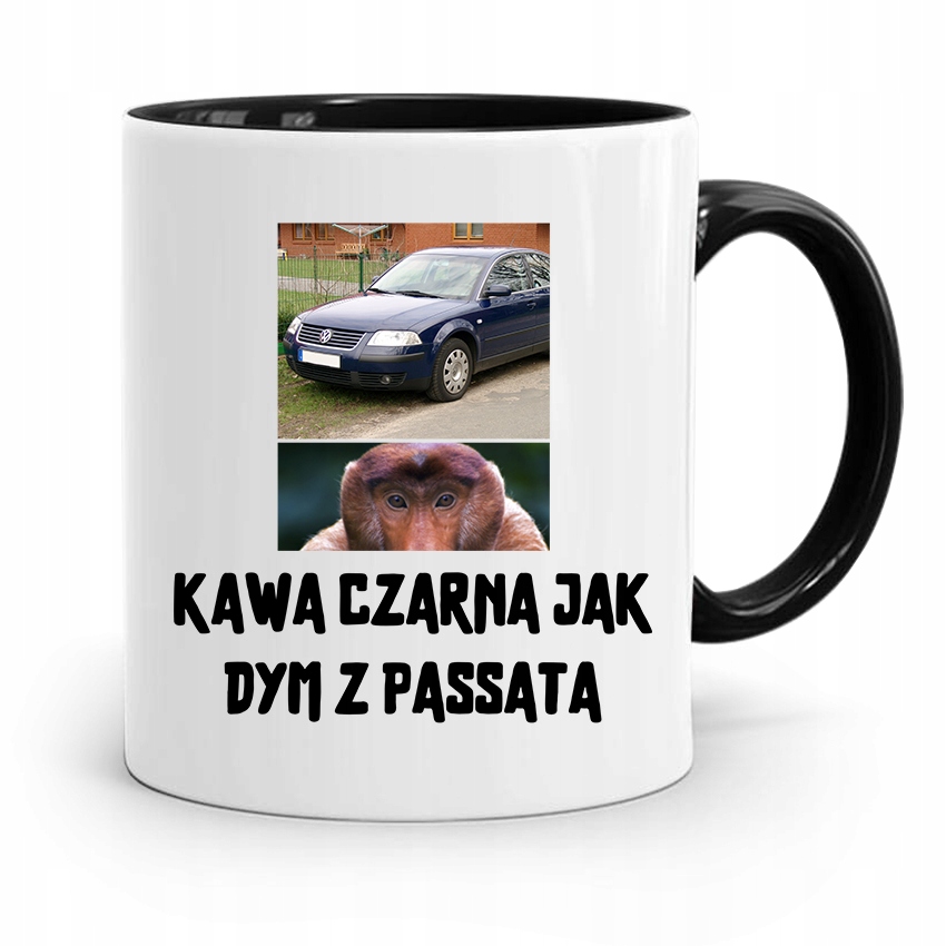 Kubek Czarny Nosacz Janusz Kawa Czarna Jak Dym Z Nadrukiem Ze Zdjęciem