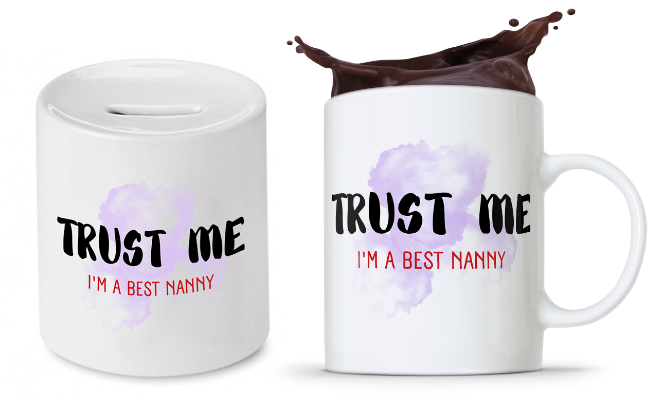 Zestaw Dla Niani Opiekunki Kubek + Skarbonka Z Nadrukiem Ze Zdjęciem