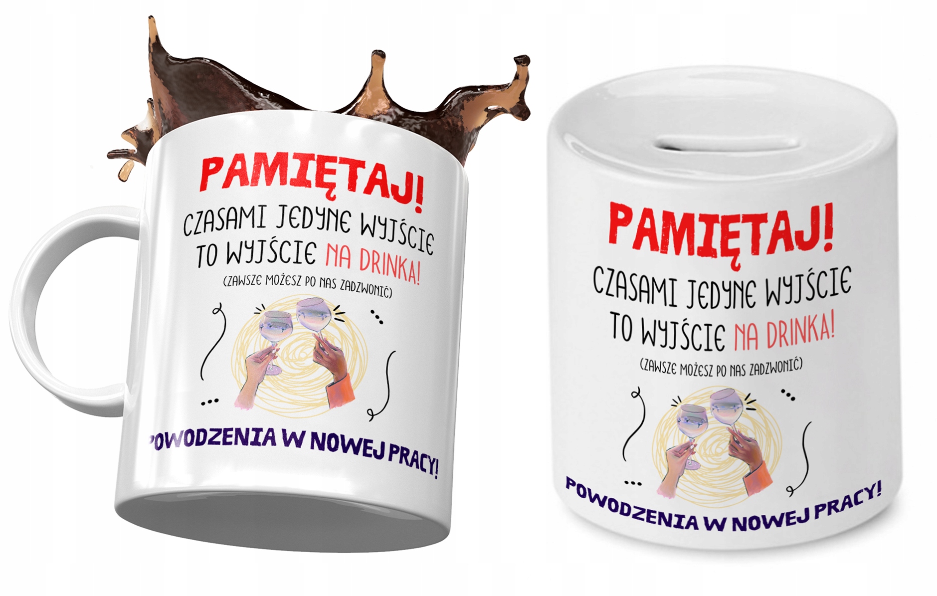 Pożegnanie Z Pracy Zestaw Kubek + Skarbonka Z Nadrukiem Ze Zdjęciem