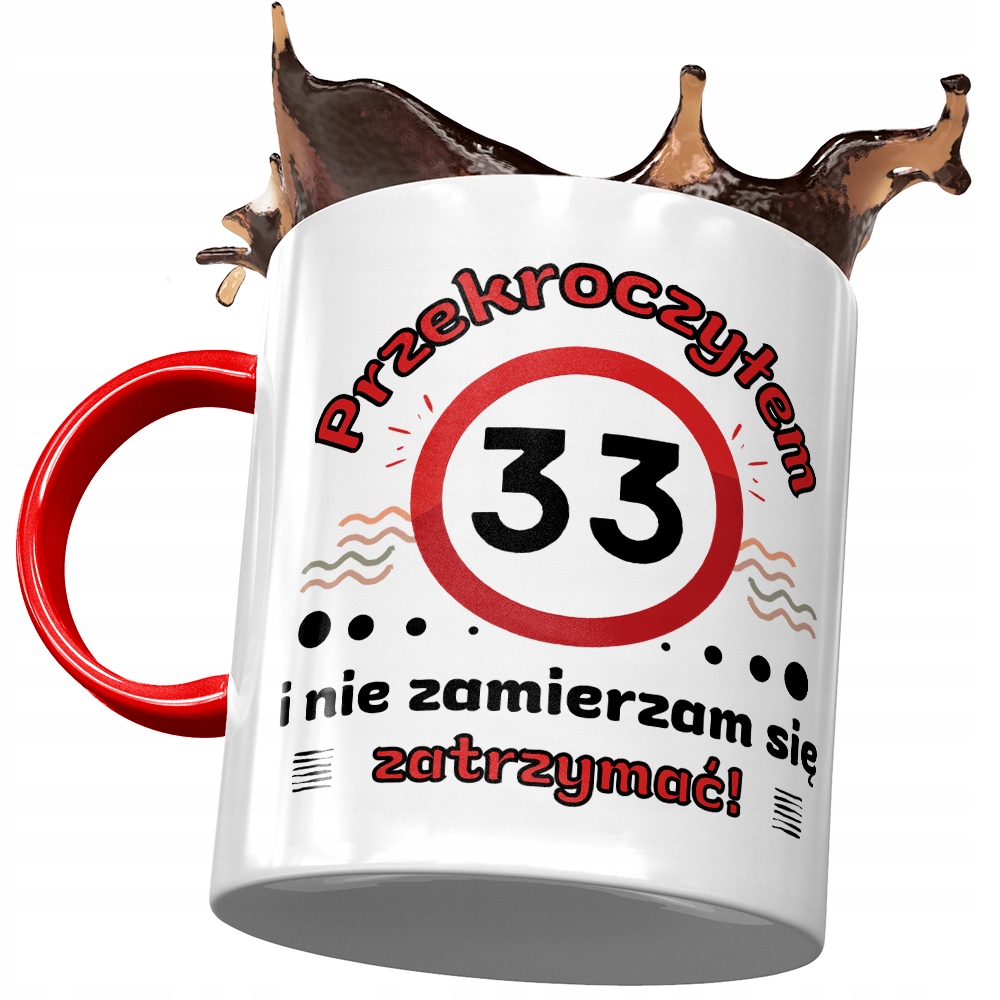 Kubek Czerwony Na Urodziny 33 33Cie 33-Cie Prezent Z Nadrukiem Ze Zdjęciem