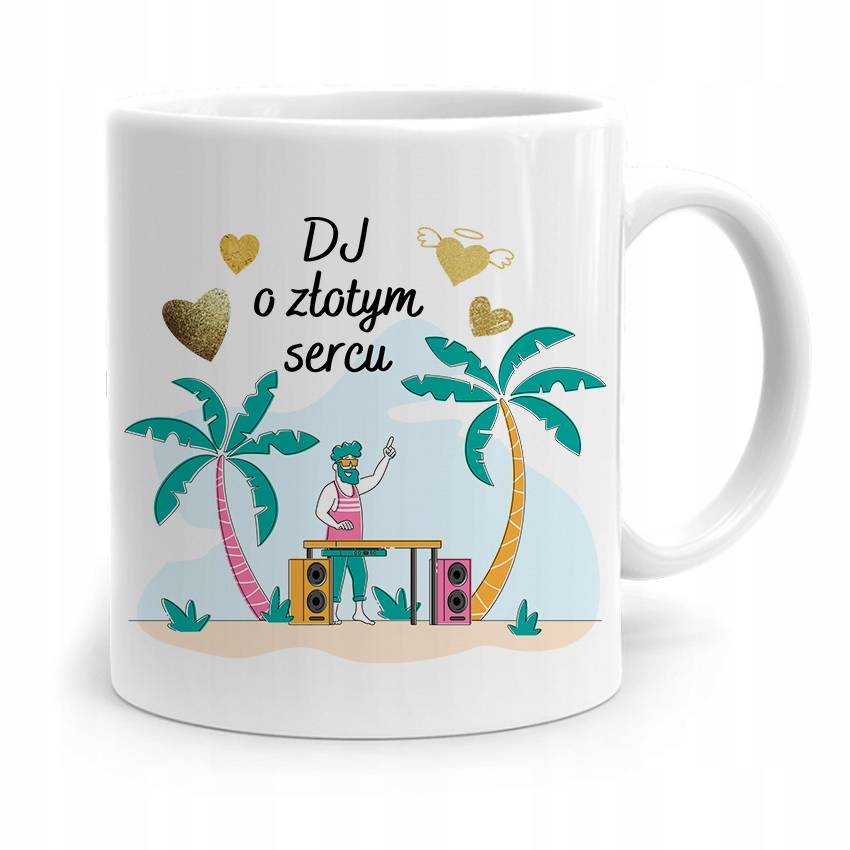 Dla Dja Muzyka Kubek Dj O Złotym Sercu Prezent Z Nadrukiem Ze Zdjęciem