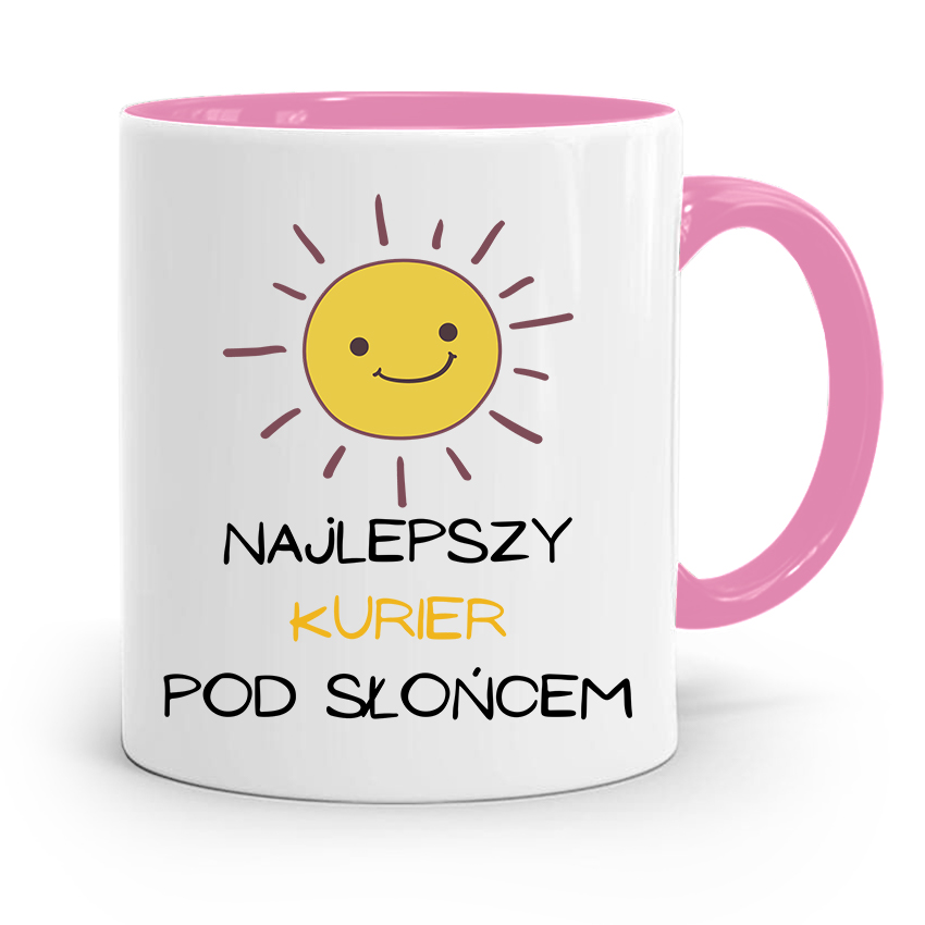 Kubek Różowy Dla Kuriera Najlepszy Pod Słońcem Z Nadrukiem Ze Zdjęciem
