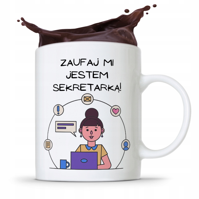Kubek Prezent Dla Sekretarki Zaufaj Mi! Z Nadrukiem Ze Zdjęciem