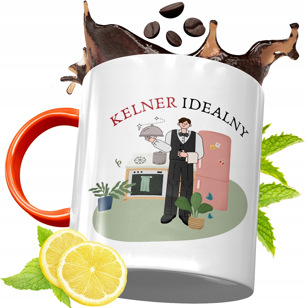 Kubek Pomarańczowy Dla Kelnera Prezent Z Nadrukiem Ze Zdjęciem