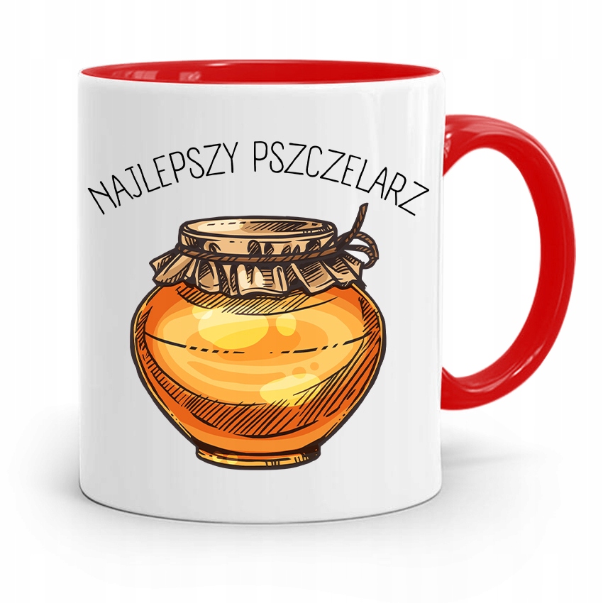 Kubek Czerwony Pszczelarza Najlepszy Pszczelarz Z Nadrukiem Ze Zdjęciem