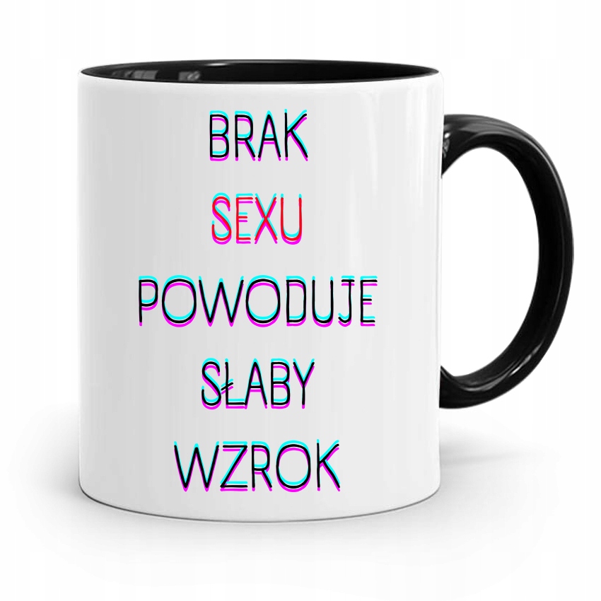 Kubek Czarny Śmieszny Zabawny Brak Sexu Prezent Z Nadrukiem Ze Zdjęciem