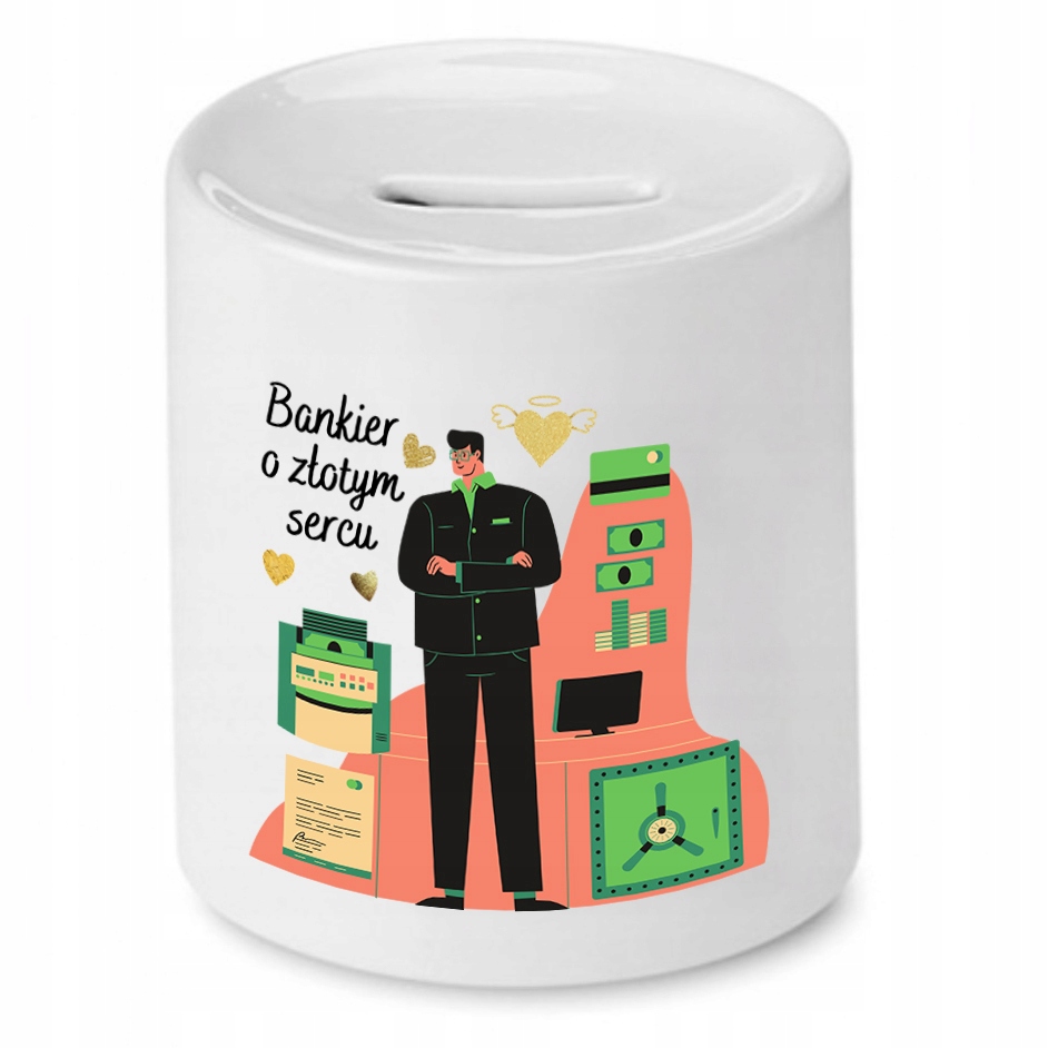 Dla Bankiera Prezent Skarbonka O Złotym Sercu Z Nadrukiem Ze Zdjęciem Z Nad