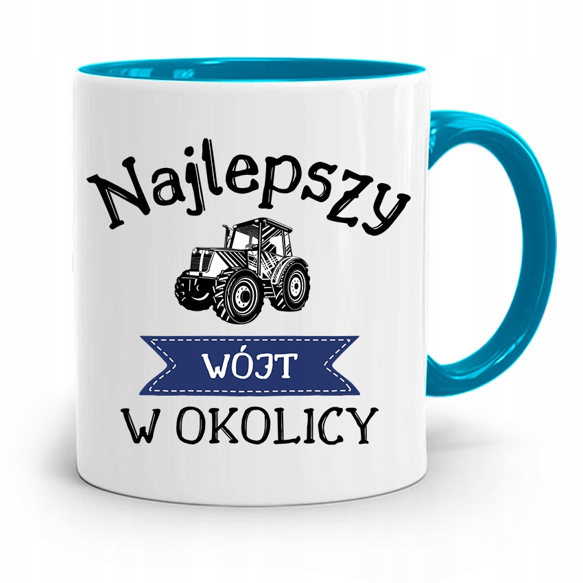 Wójta Kubek Błękitny Prezent Najlepszy W Okolicy Z Nadrukiem Ze Zdjęciem