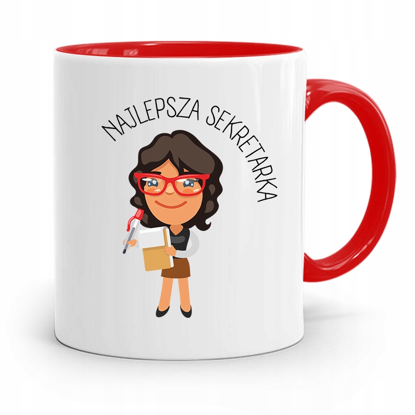 Kubek Czerwony Prezent Dla Najlepszej Sekretarki Z Nadrukiem Ze Zdjęciem