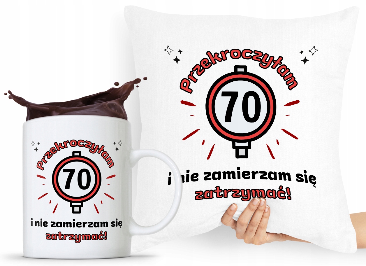 Zestaw Poduszka + Kubek Na Urodziny 70 70Te 70-Te Z Nadrukiem Ze Zdjęciem