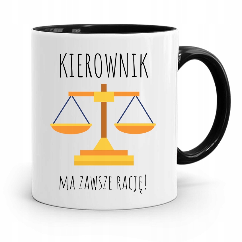 Kubek Czarny Dla Kierownika Ma Zawsze Rację Z Nadrukiem Ze Zdjęciem