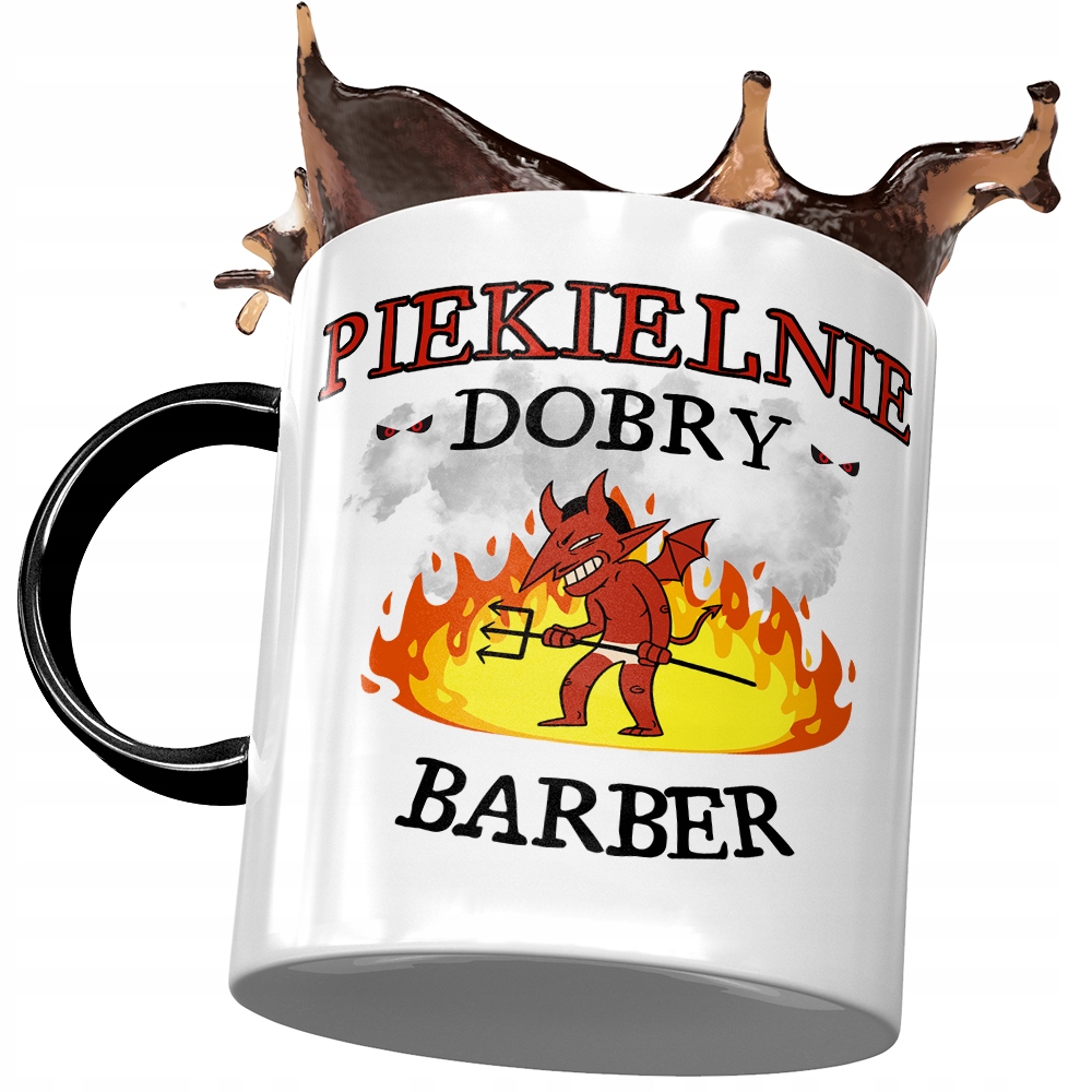 Kubek Czarny Barbera Piekielnie Dobry Barber Z Nadrukiem Ze Zdjęciem