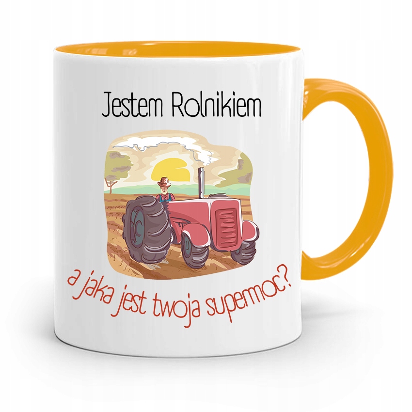 Dla Rolnika Kubek Zółty Jestem Rolnikiem Prezent Z Nadrukiem Ze Zdjęciem