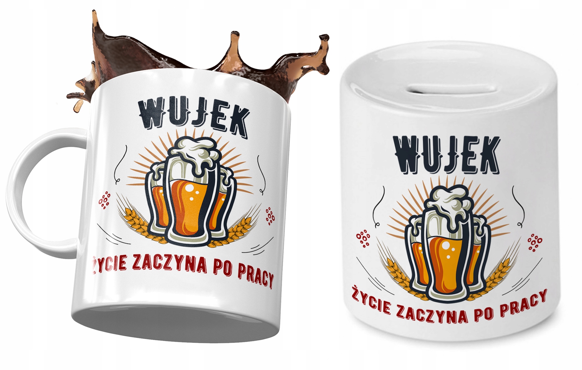 Dla Wujka Zestaw Kubek + Skarbonka Na Prezent Z Nadrukiem Ze Zdjęciem