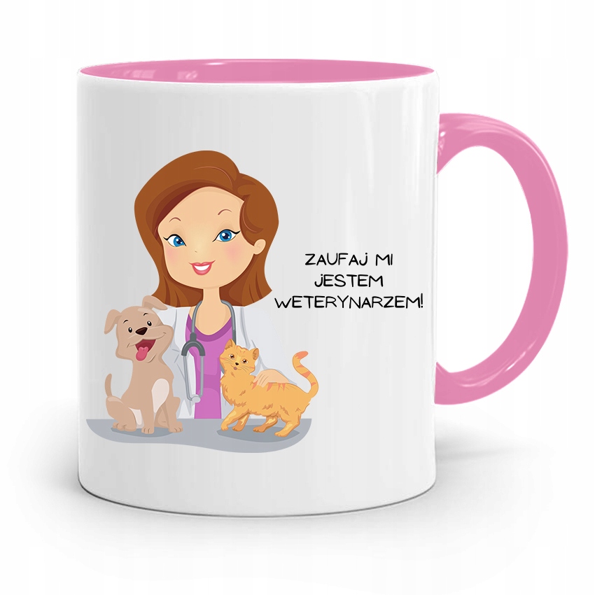 Kubek Różowy Weterynarza Zaufaj Mi! Prezent Z Nadrukiem Ze Zdjęciem