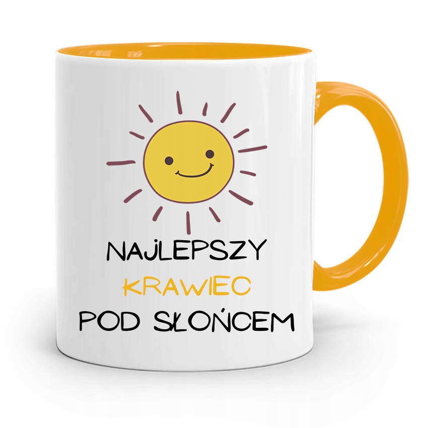 Kubek Żółty Dla Krawca Najlepszy Pod Słońcem Z Nadrukiem Ze Zdjęciem