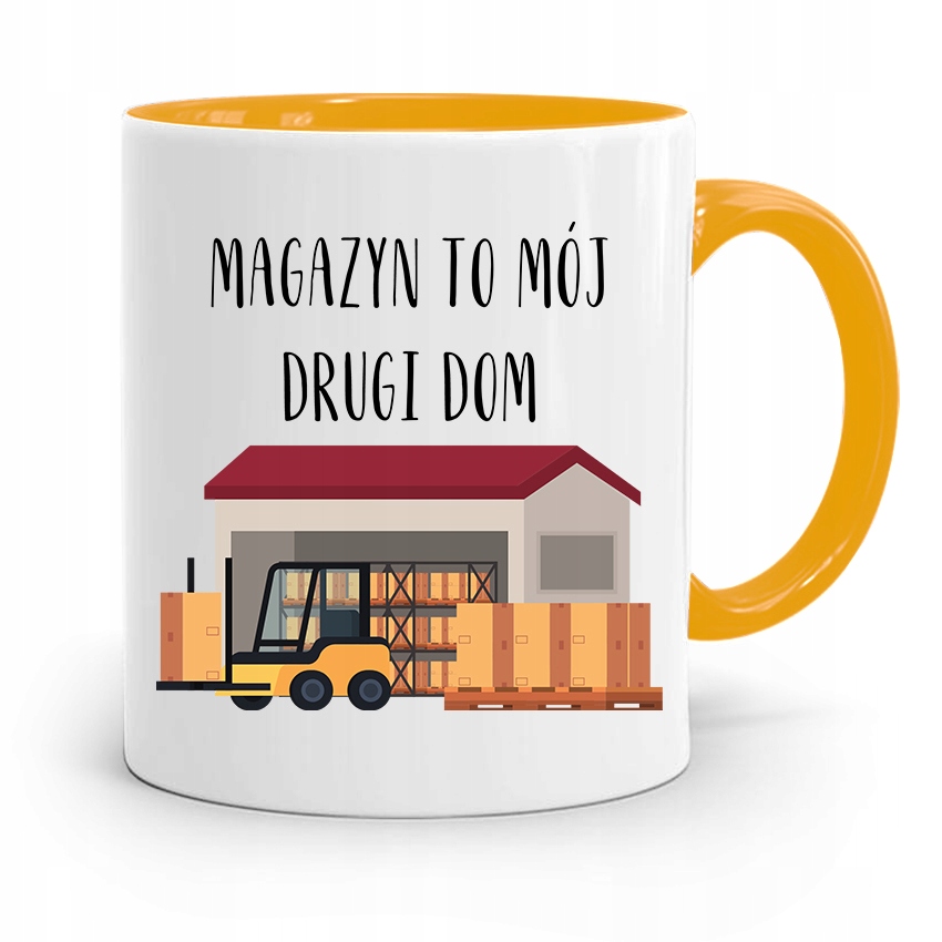 Kubek Żółty Dla Magazyniera To Mój Drugi Dom Z Nadrukiem Ze Zdjęciem