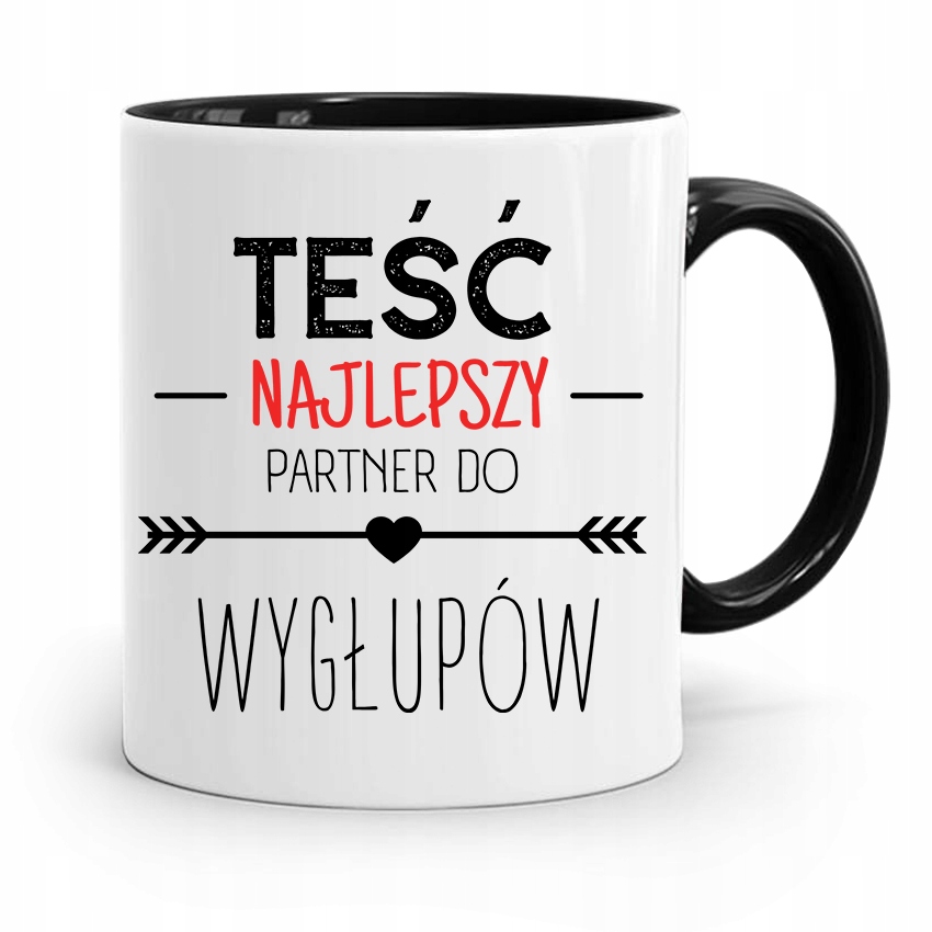 Kubek Czarny Dla Teścia Taty Najlepszy Partner Z Nadrukiem Ze Zdjęciem