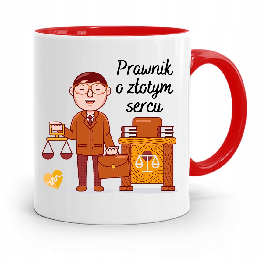 Kubek Czerwony Prawnika Prawnik O Złotym Sercu Z Nadrukiem Ze Zdjęciem
