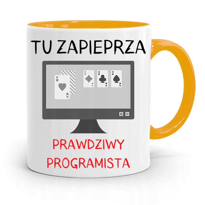 Kubek Żółty Informatyka Programisty Tu Zapieprza Z Nadrukiem Ze Zdjęciem