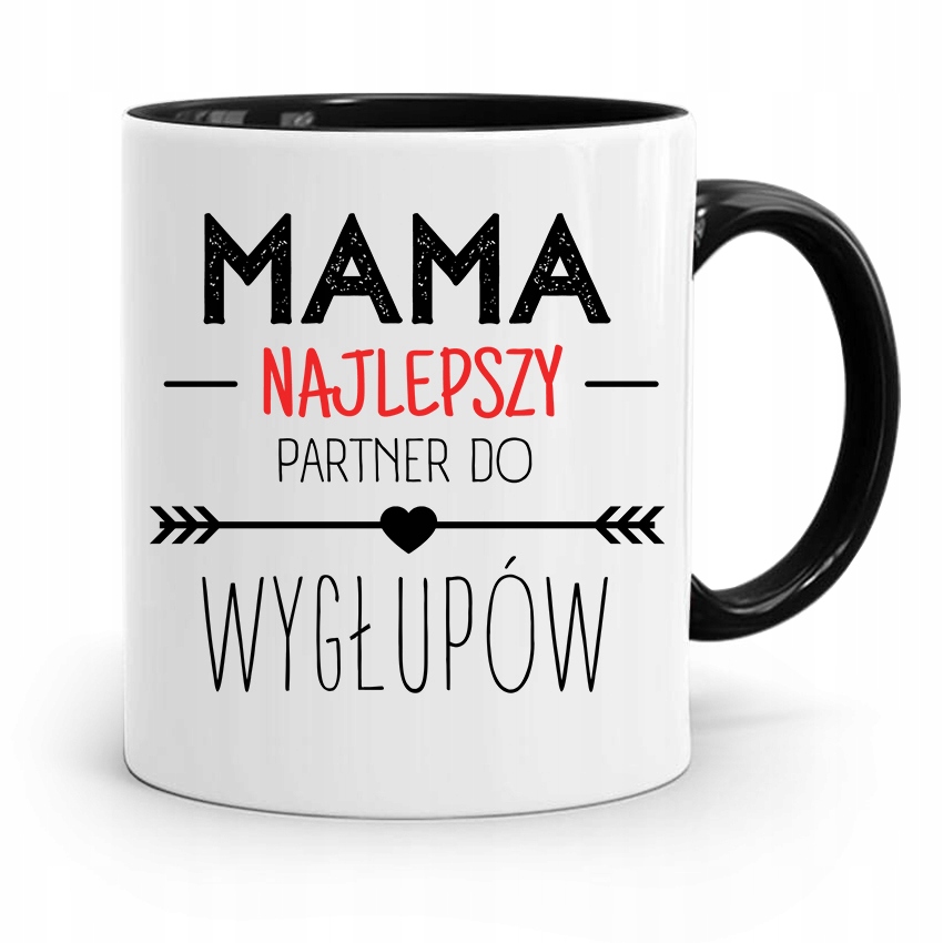 Kubek Czarny Mamy Najlepszy Partner Do Wygłupów Z Nadrukiem Ze Zdjęciem