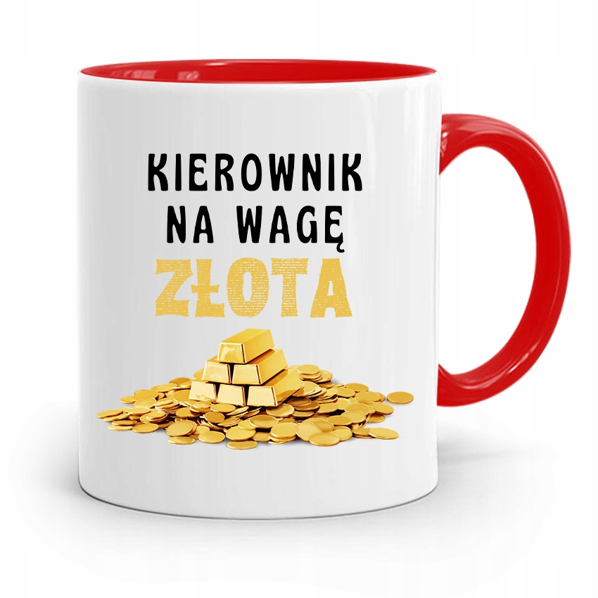 Kubek Czerwony Dla Kierownika Na Wagę Złota Z Nadrukiem Ze Zdjęciem