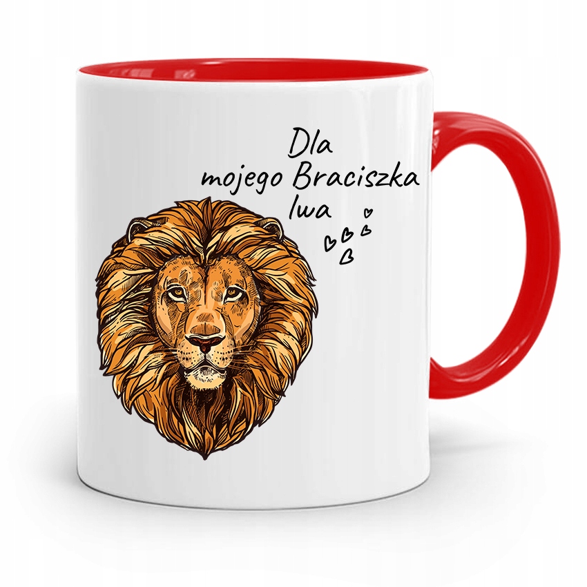 Kubek Czerwony Prezent Dla Brata Mój Braciszek Lew Z Nadrukiem Ze Zdjęciem