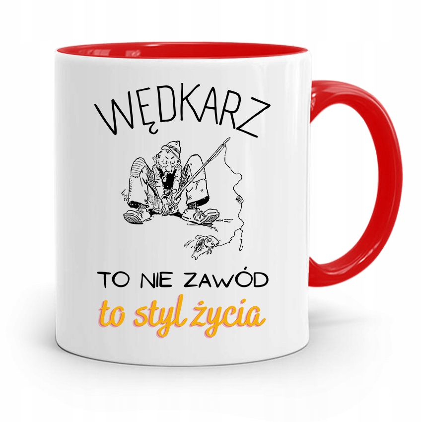 Kubek Czerwony Wędkarza To Styl Życia Prezent Z Nadrukiem Ze Zdjęciem