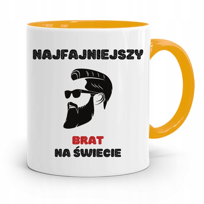 Kubek Żółty Prezent Dla Brata Najfajniejszy Brat Z Nadrukiem Ze Zdjęciem