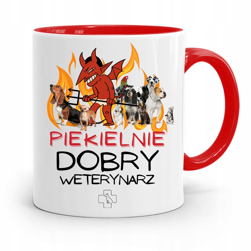 Kubek Czerwony Weterynarza Piekielnie Dobry Z Nadrukiem Ze Zdjęciem