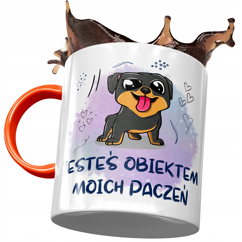 Kubek Pomarańczowy Z Pieskiem Psem Słodki Prezent Z Nadrukiem Ze Zdjęciem