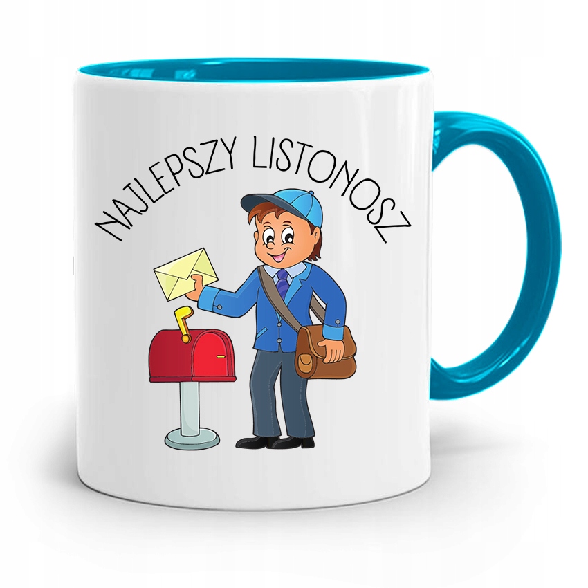 Kubek Błękitny Prezent Dla Listonosza Najlepszy Z Nadrukiem Ze Zdjęciem