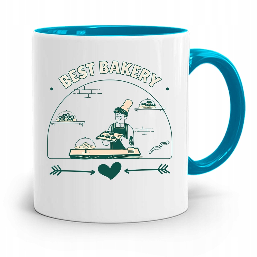Kubek Błękitny Prezent Dla Piekarza Best Bakery Z Nadrukiem Ze Zdjęciem
