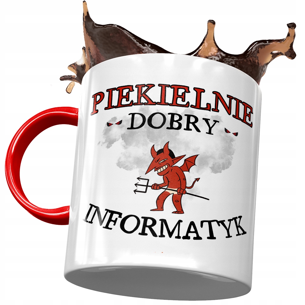 Kubek Czerwony Dla Informatyka Piekielnie Dobry Z Nadrukiem Ze Zdjęciem