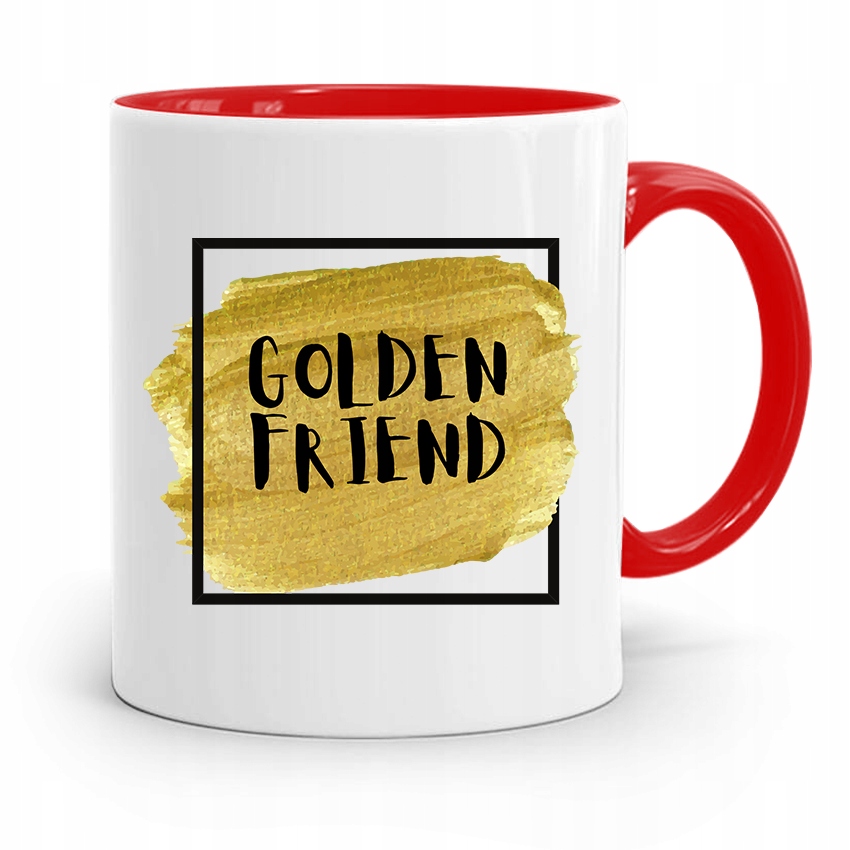 Kubek Czerwony Dla Przyjaciela Golden Friend Z Nadrukiem Ze Zdjęciem