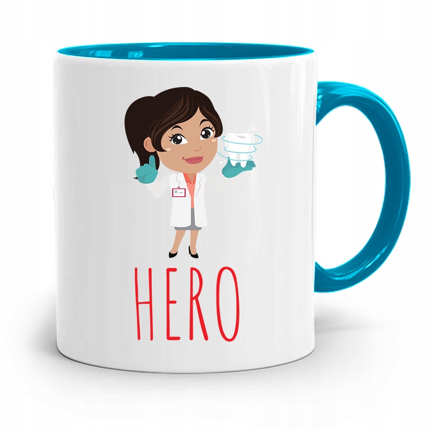 Kubek Błękitny Prezent Dentysty Stomatologa Hero Z Nadrukiem Ze Zdjęciem