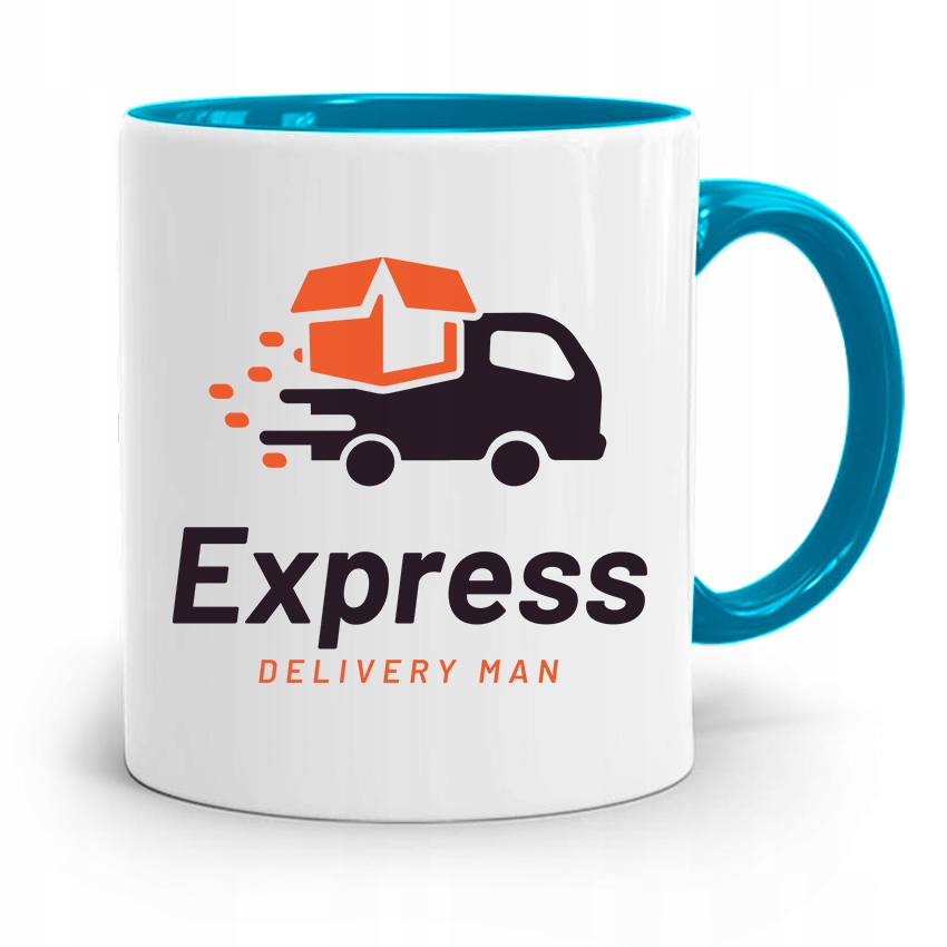 Kubek Błękitny Dla Kuriera Express Delivery Z Nadrukiem Ze Zdjęciem